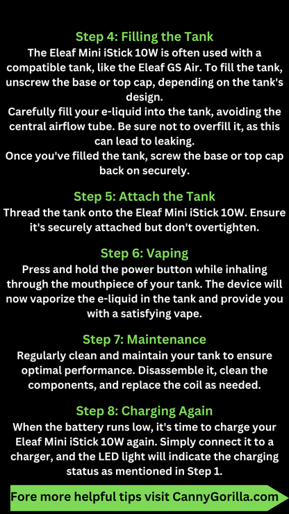 Eleaf Mini istick, How to use, How to use Eleaf Mini iStick, Eleaf Mini iStick 10W